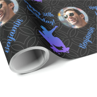 Personalisiert Name Foto Sport Skateboard Geburtst Geschenkpapier