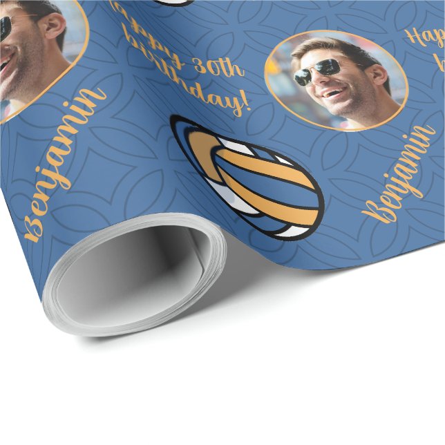 Personalisiert Name Foto Sport Volleyball Geburtst Geschenkpapier (Rolleneckpunkt)
