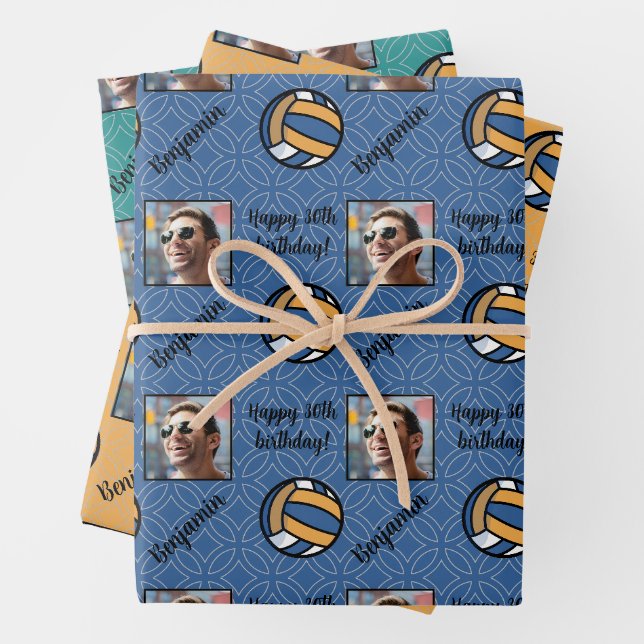 Personalisiert Name Foto Sport Volleyball Geburtst Geschenkpapier Set (Beispiel)