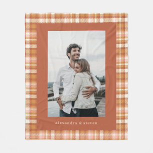 Personalisiert Name Foto Warm Earthy Gingham Karie Fleecedecke