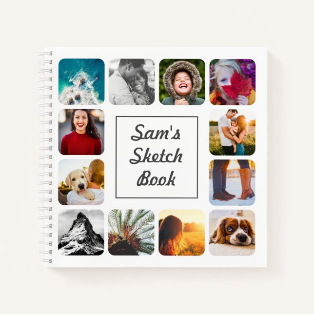 Personalisiert Name Foto White Sketch Notizbuch (Vorderseite)