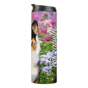 Personalisiert Name Garden Dweller Corgi Thermosbecher
