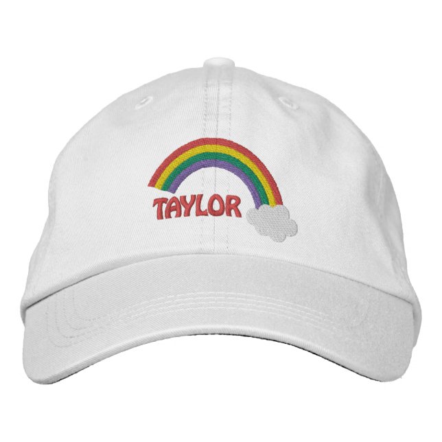 Personalisiert Name Gay Pride Rainbow Bestickte Baseballkappe (Vorderseite)