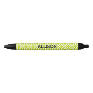 Personalisiert Name Geometric Diamond Lime Green Kugelschreiber
