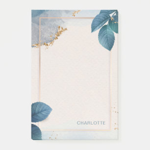 Personalisiert Name Gold Glitzer Blumenfarbe Post-it Klebezettel