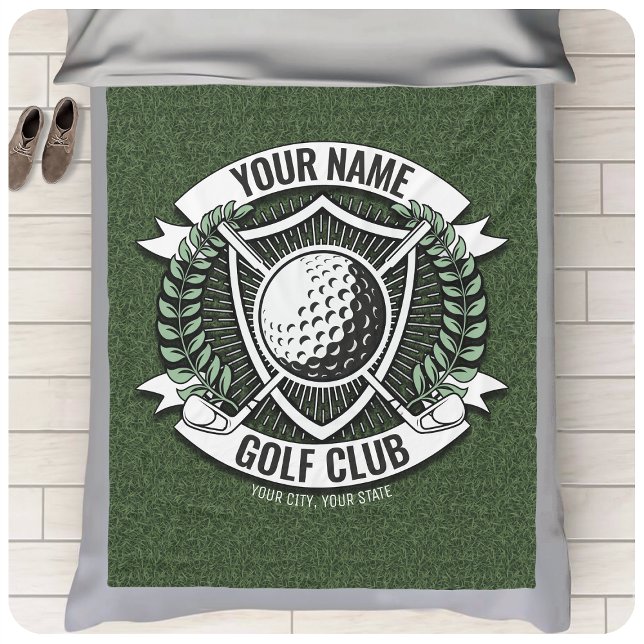 Personalisiert NAME Golfer Golfclub Turf Clubhaus Fleecedecke (Von Creator hochgeladen)