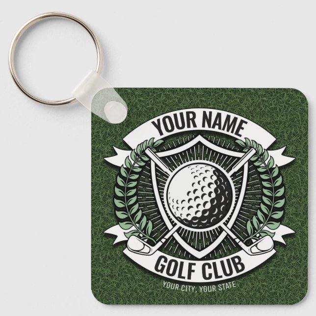 Personalisiert NAME Golfer Golfclub Turf Clubhaus Schlüsselanhänger (Vorderseite)