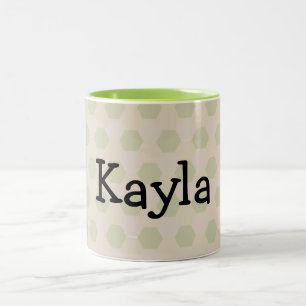 Personalisiert Name Grüner Hexagon Hintergrund Zweifarbige Tasse