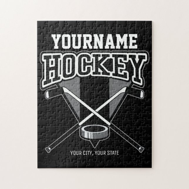 Personalisiert NAME Hockey Player Stick Puck Team (Vertikal)