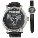 Personalisiert NAME Hockey Player Stick Puck Team Armbanduhr<br><div class="desc">Personalisiert NAME Hockey Player Stick Puck Team Design - Passen Sie Ihren Namen oder Ihren eigenen Text an!</div>
