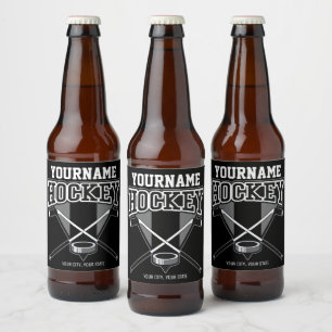 Personalisiert NAME Hockey Player Stick Puck Team Bierflaschenetikett