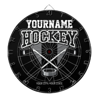 Personalisiert NAME Hockey Player Stick Puck Team Dartscheibe
