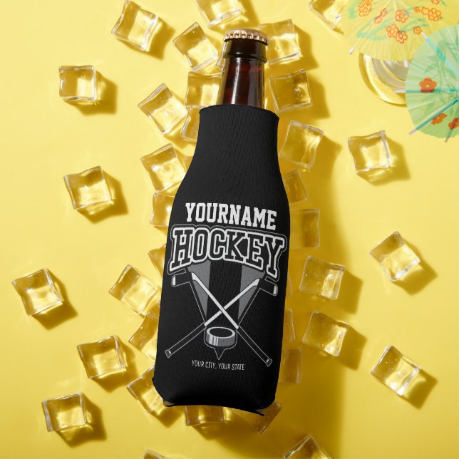 Personalisiert NAME Hockey Player Stick Puck Team Flaschenkühler (In Situ Sommer)