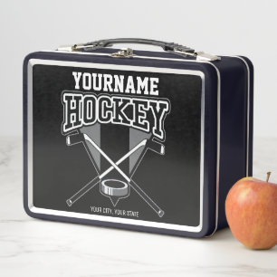 Personalisiert NAME Hockey Player Stick Puck Team Metall Brotdose