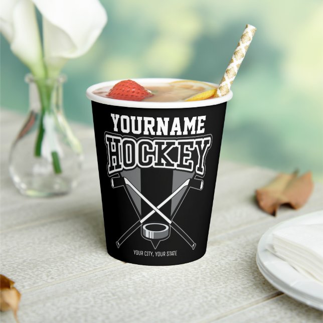 Personalisiert NAME Hockey Player Stick Puck Team Pappbecher (In Situ)