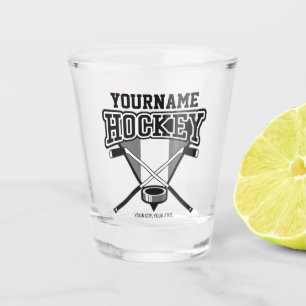 Personalisiert NAME Hockey Player Stick Puck Team Schnapsglas
