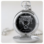 Personalisiert NAME Hockey Player Stick Puck Team Taschenuhr<br><div class="desc">Personalisiert NAME Hockey Player Stick Puck Team Design - Passen Sie Ihren Namen oder Ihren eigenen Text an!</div>