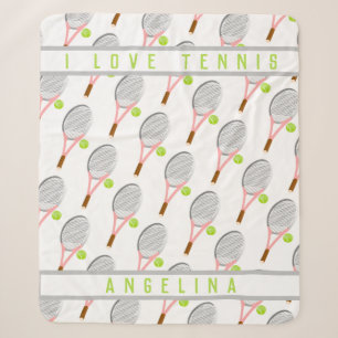 Personalisiert Name I Liebe Tennisschläger und Ba Sherpadecke