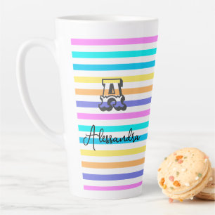 Personalisiert Name Initials Girly Rainbow Latte Milchtasse