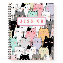 Personalisiert Name Kawaii Cat Notebook