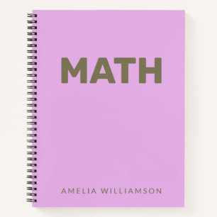 Personalisiert Name Lila School Betreff Math Lilac Notizbuch