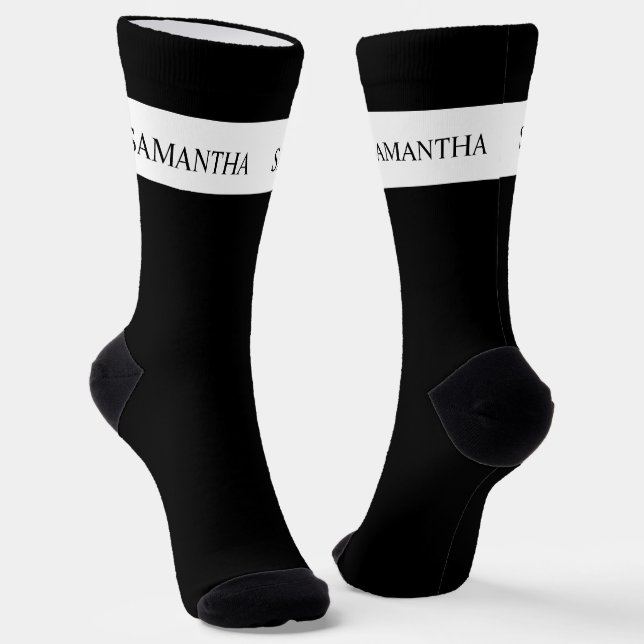 Personalisiert Name Monogram Basic Minimalistisch Socken (Gewinkelt)