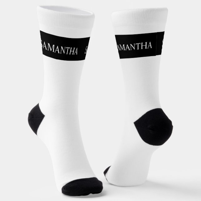 Personalisiert Name Monogram Basic Minimalistisch Socken (Gewinkelt)