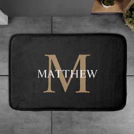 Personalisiert Name Monogram Black Badematte