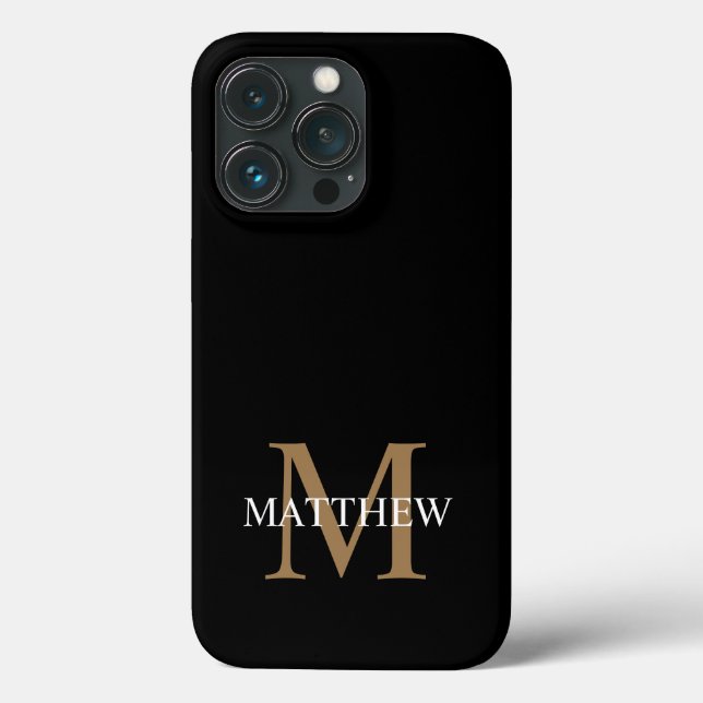 Personalisiert Name Monogram Black Case-Mate iPhone Hülle (Rückseite)