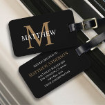 Personalisiert Name Monogram Black Gepäckanhänger<br><div class="desc">Erstellen Sie Ihre eigene personalisierte schwarze,  runde Gepäckmarke mit Ihrem individuelle Name und Monogramm.</div>