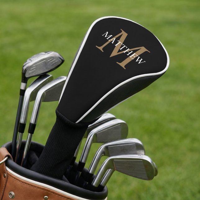 Personalisiert Name Monogram Black Golf Headcover (Von Creator hochgeladen)