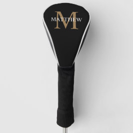 Personalisiert Name Monogram Black Golf Headcover