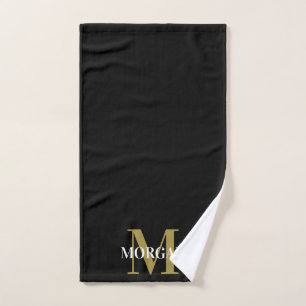 Personalisiert Name Monogram Black Handtuch