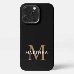 Personalisiert Name Monogram Black iPhone 13 Pro Hülle
