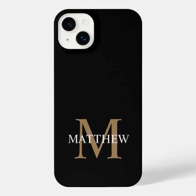 Personalisiert Name Monogram Black iPhone 14 Plus Hülle (Rückseite)