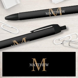Personalisiert Name Monogram Black Kugelschreiber