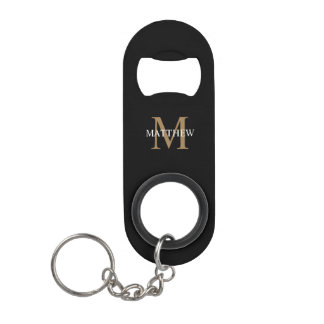 Personalisiert Name Monogram Black Mini Flaschenöffner