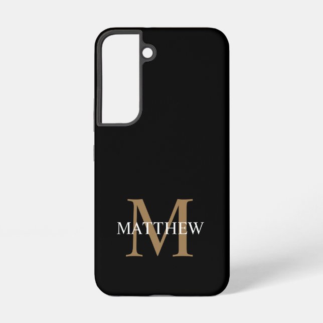 Personalisiert Name Monogram Black Samsung Galaxy Hülle (Rückseite)