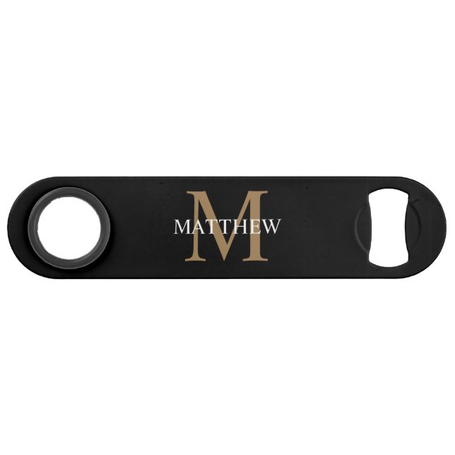 Personalisiert Name Monogram Black Speed Flaschenöffner (Vorderseite (Horizontal))