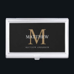Personalisiert Name Monogram Black Visitenkarten Dose<br><div class="desc">Erstellen Sie Ihre eigene personalisierte,  schwarz-runde Visitenkarten-Brieftasche mit Ihrem individuelle Name und Monogramm.</div>