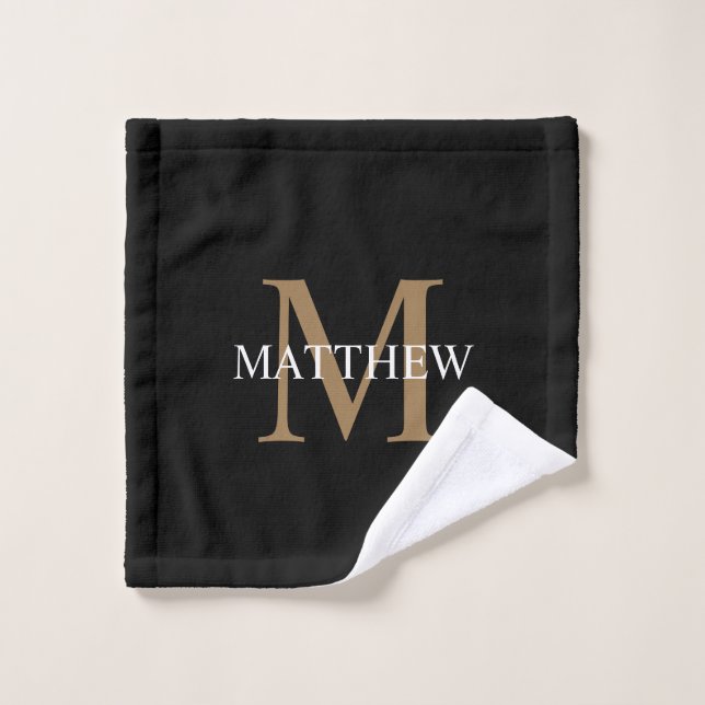 Personalisiert Name Monogram Black Waschlappen (Waschlappen)