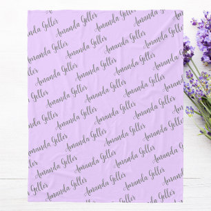 Personalisiert Name Monogram Calligraphy Lavendel Fleecedecke
