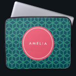 Personalisiert Name Monogram Geometric Aquamarin Laptopschutzhülle<br><div class="desc">Modernes geometrisches Muster aquamarin mit rosa Aufschrift. Passen Sie dies an,  indem Sie Ihren Namen hinzufügen; klicken Sie auf die Schaltfläche "Anpassen",  und Sie können den Platzhalter-Text leicht ersetzen,  um Ihren Text hinzuzufügen.</div>
