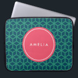 Personalisiert Name Monogram Geometric Aquamarin Laptopschutzhülle<br><div class="desc">Modernes geometrisches Muster aquamarin mit rosa Aufschrift. Passen Sie dies an,  indem Sie Ihren Namen hinzufügen; klicken Sie auf die Schaltfläche "Anpassen",  und Sie können den Platzhalter-Text leicht ersetzen,  um Ihren Text hinzuzufügen.</div>