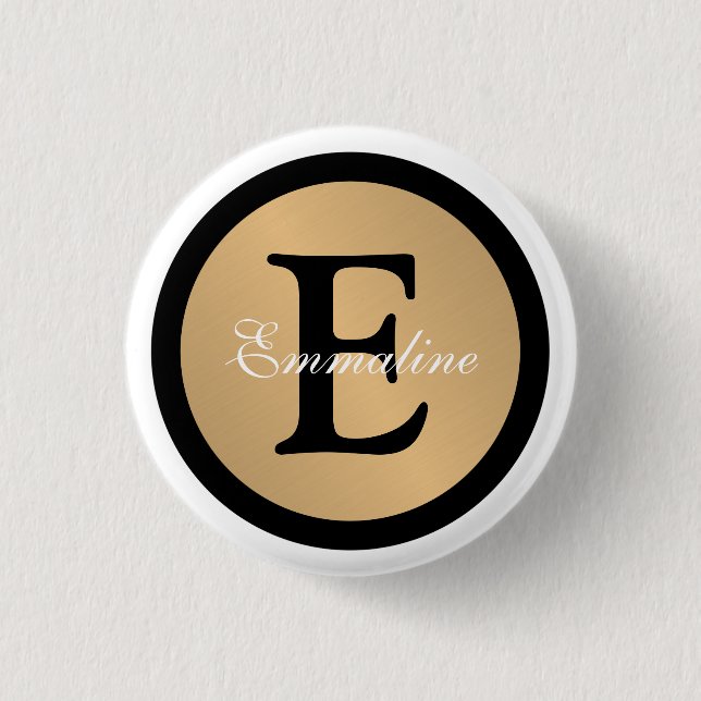 Personalisiert Name Monogram Gold Metallic Button (Vorderseite)