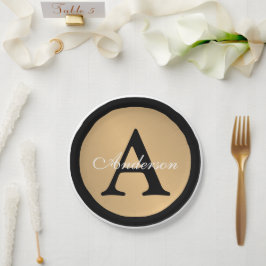 Personalisiert Name Monogram Gold Metallic Button Pappteller