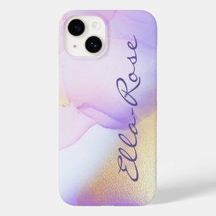 Personalisiert Name Monogram Lila Watercolor Luxe Case-Mate iPhone 14 Hülle