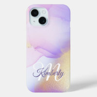 Personalisiert Name Monogram Lila Watercolor Luxe