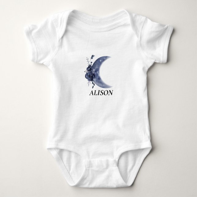 Personalisiert Name Moon Blume Baby Individuelle N Baby Strampler (Vorderseite)