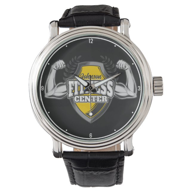Personalisiert NAME Muskel-Fitness-Trainingsgerät Armbanduhr (Vorderseite)